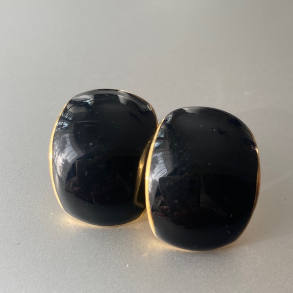 Napier Jewelry - Napier vintage pierced gorgeous Black and Gold Statement Earrings